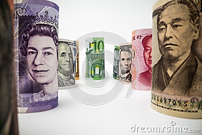 International money exchange. Foreign currency Editorial Stock Photo
