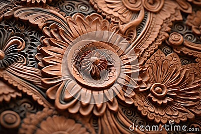 macro shot of intricate leather tooling patterns Stock Photo