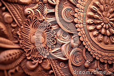 macro shot of intricate leather tooling patterns Stock Photo