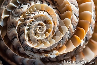 Macro Shot of Intricate Patterns on Seashell Surface Stock Photo