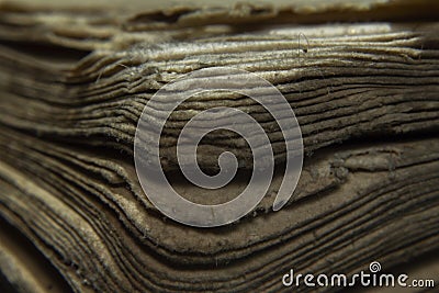 Macro shot old vintage book papers edge shape and texture Stock Photo