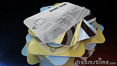 A macro shot of a pile of credit cards Stock Photo