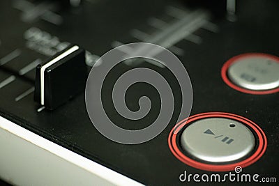 Pioneer ddj controller play button faders mixer Stock Photo
