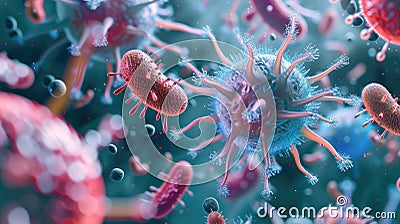 Macro shot reveals diverse types of microbes, highlighting their intricate structures. Fascinating, Ai Generated Stock Photo