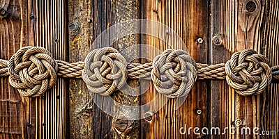 Macro shot of rustic wooden log fence knots s showing intricate Generative By AI Stock Photo