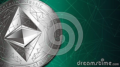 Macro shot of silver Ethereum Classic and copy space Editorial Stock Photo