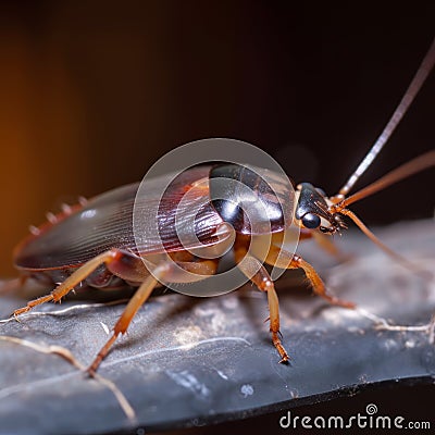 Macro Shot of Single Cute and Dangerous Cockroach, Generating Fear and Intrigue, Generative AI Cartoon Illustration