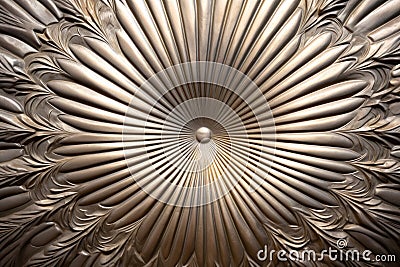 macro shot of sunburst carved into soft metal Stock Photo