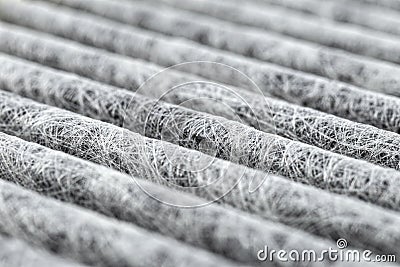 A macro shot of the surface rectangular, carbon cabin filter. Can be used as background, visible fibers arranged in diagonal line Stock Photo