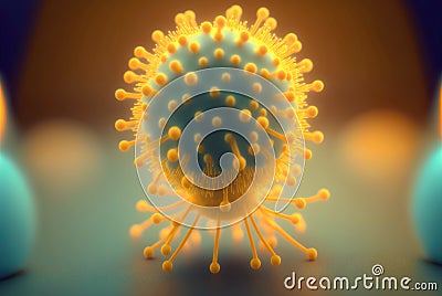 Macro shot of virus. Microbiology pathogen cell. Generative AI Stock Photo