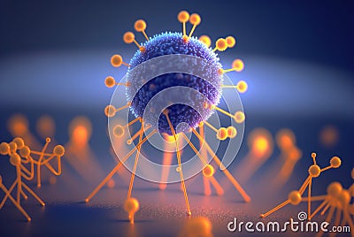 Macro shot of virus. Microbiology pathogen cell. Generative AI Stock Photo