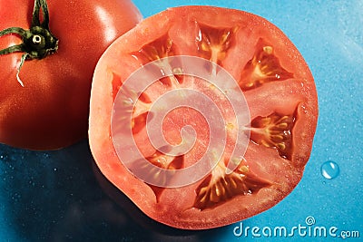 Macro Sliced Tomato Stock Photo