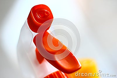 Macro of spray bottle liquid cleaner Stock Photo