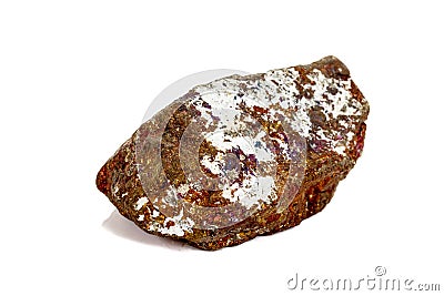 Macro stone Bornite mineral on white background Stock Photo