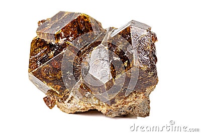 Macro stone Grossular mineral on white background Stock Photo