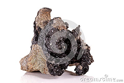 Macro stone groutite mineral on white background Stock Photo