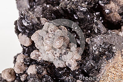 Macro stone groutite mineral on white background Stock Photo