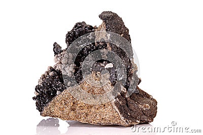 Macro stone groutite mineral on white background Stock Photo