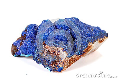 Macro stone mineral Azurite on a white background Stock Photo