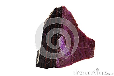 Macro stone mineral Sugilite on a white background Stock Photo