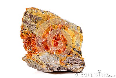 Macro stone mineral Wulfenite on a white background Stock Photo
