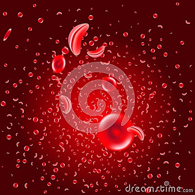 Macro streaming red blood cells flowing through artery. Cartoon Illustration