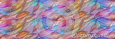 Macro texture of beautiful leaves in rainbow colors tones. AI generative illustration Cartoon Illustration