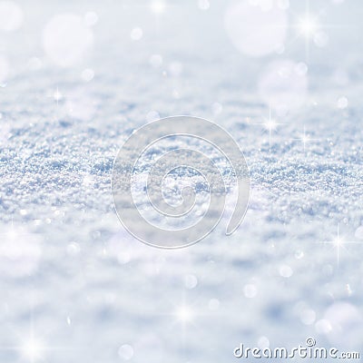 Macro texture of the snow surface with bokeh highlights, fabulous lighting effect and with a place for the inscription Stock Photo