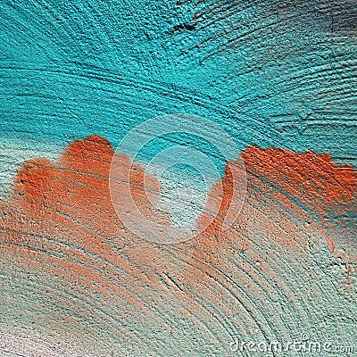 Macro of turquoise and orange painting Stock Photo