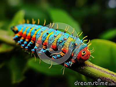 Macro of vermin caterpillar Cartoon Illustration