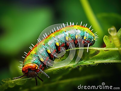 Macro of vermin caterpillar Cartoon Illustration