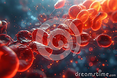 Macro view of biology abstract Cells, arteries, drugs, and light Stock Photo