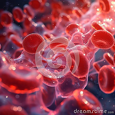 Macro view of biology abstract Cells, arteries, drugs, and light Stock Photo