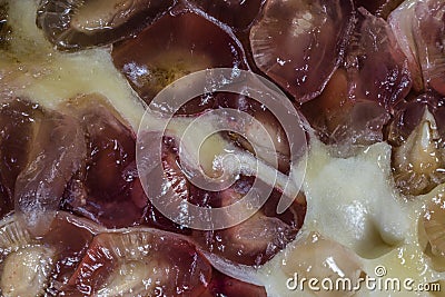 Macro view of a cut of grenadine fruit. Stock Photo