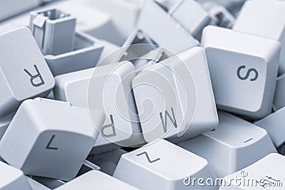 Macro view of a heap of computer keyboard keys Stock Photo