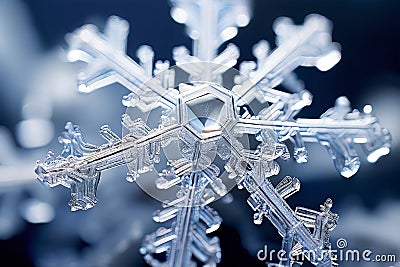 macro view of a snowflake delicate intricate structures with a h Cartoon Illustration