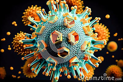 Macro virus close-up 3d. Generative AI, Generative, AI Stock Photo