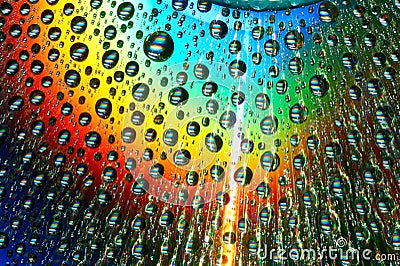 Macro of water drops on multicolor background Stock Photo