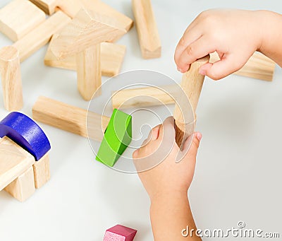 Macro wooden blocks playing Stock Photo