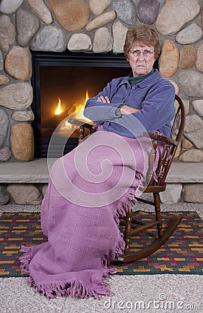 Mad Angry Mature Senior Woman Rocking Chair, Fire Royalty 