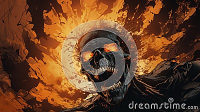 Mad crazy rotting undead zombie male filled with unstoppable explosive rage - generative AI Stock Photo