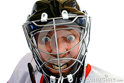 Mad Hockey Goalie Stock Photo