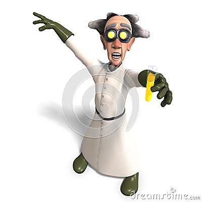 Mad scientist with dangerous fluid Stock Photo