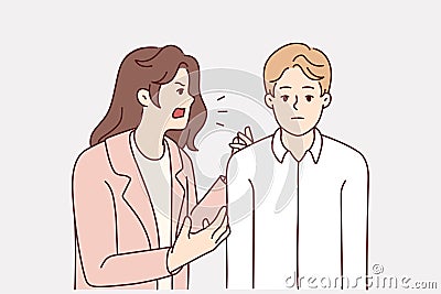 Mad wife shouting at ignorant husband Vector Illustration