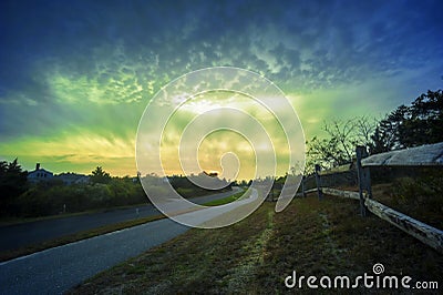 Madaket Road Sunset Nantucket Island Stock Photo