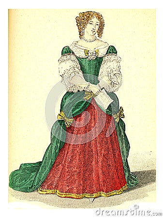 Madame de Grignan, vintage engraving Cartoon Illustration