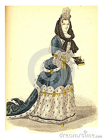 Madame de Maintenon, vintage engraving Cartoon Illustration