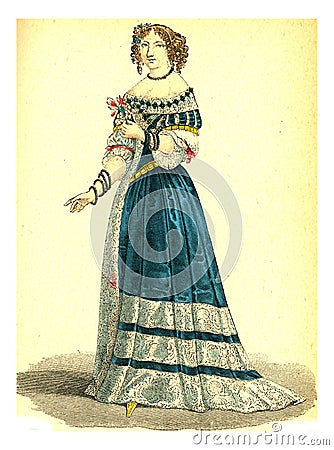 Madame de Montespan, vintage engraving Cartoon Illustration