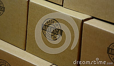 Made in America stamp and stamping Stock Photo