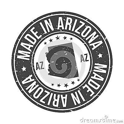 Made in Arizona USA Quality Original Stamp Design Vector Art Tourism Souvenir Round Seal Badge. Vector Illustration